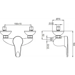 Настенный смеситель без излива Kandel с ограничителем температуры, без лейки E666RU-CP Jacob Delafon