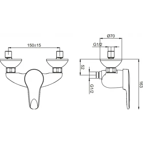 Настенный смеситель без излива Kandel с ограничителем температуры, без лейки E666RU-CP Jacob Delafon