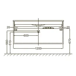 Модуль под раковину Vox 120х46х45,2 см, ореховое дерево, 2 ящика, встроенные ручки EB2021-RA-E16 Jacob Delafon