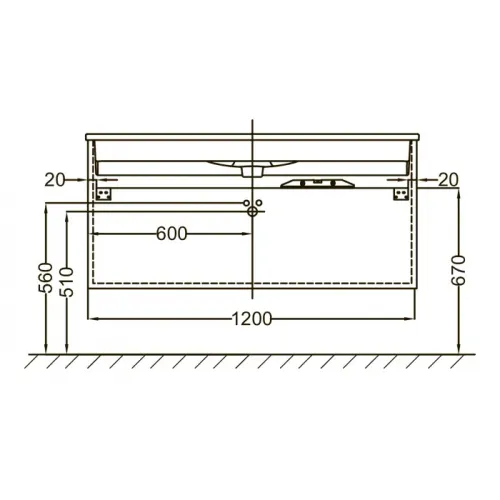 Модуль под раковину Vox 120х46х45,2 см, ореховое дерево, 2 ящика, встроенные ручки EB2021-RA-E16 Jacob Delafon
