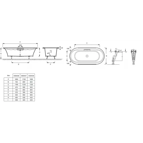 Чугунная ванна Volute 180х80 см, овальная, антискользящее покр. E6D038-00 Jacob Delafon