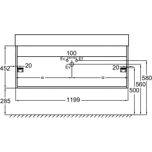 Модуль под раковину Vivienne 120х46х45 см, корпус белый глянцевый, фасад морской синий матовый EB1586-N18-M88 Jacob Delafon