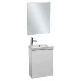 Комплект мебели для ванной Odeon Up 50 см, блестящий белый, реверсивная дверца, внутренний ящик, подвесной монтаж E4701-00+EB1081-NF+EB863-N18 Jacob Delafon