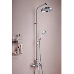 Душевая система без излива Louise 1 режим, 22 см, round, хром / белый, верхний душ, с лейкой E24368-CP Jacob Delafon