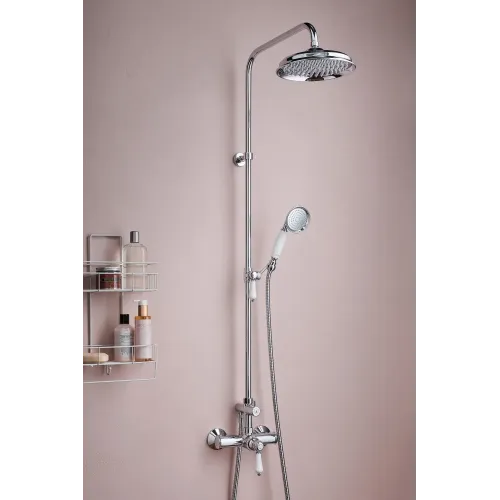 Душевая система без излива Louise 1 режим, 22 см, round, хром / белый, верхний душ, с лейкой E24368-CP Jacob Delafon