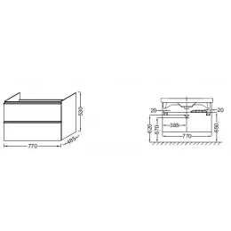 Модуль под раковину Odeon Up 77х48,5х53 см, дуб шампань EB895-E19 Jacob Delafon