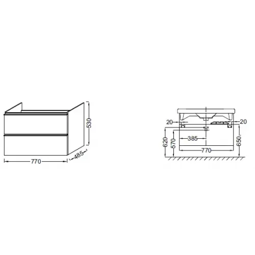 Модуль под раковину Odeon Up 77х48,5х53 см, дуб шампань EB895-E19 Jacob Delafon