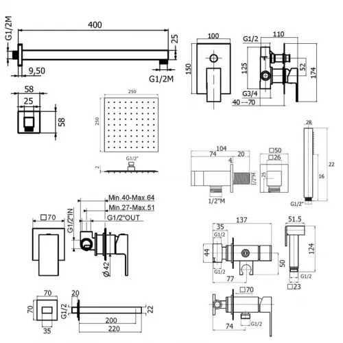 Комплект для душа Plumberia Selection TAG KITZTG15CR220