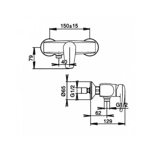 Настенный смеситель Saluto хром, с выходом на душ (без лейки), неповоротный излив, термостат E71085-CP Jacob Delafon