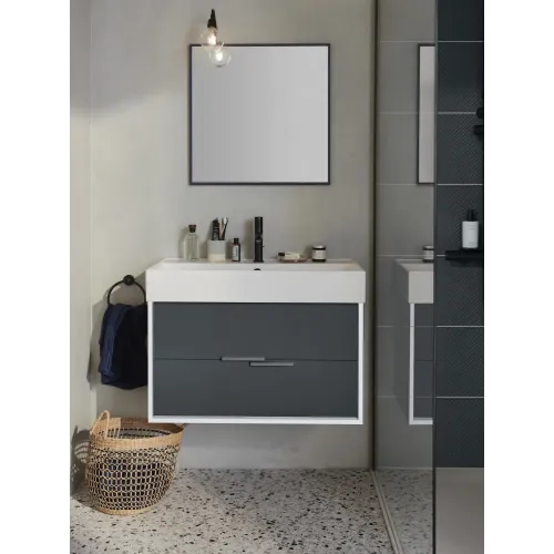 Модуль под раковину Vivienne 79,9х45,2х45,2 см, 2 ящика, корпус белый глянцевый/ фасад матовый серый EB1667-J5-J54 Jacob Delafon