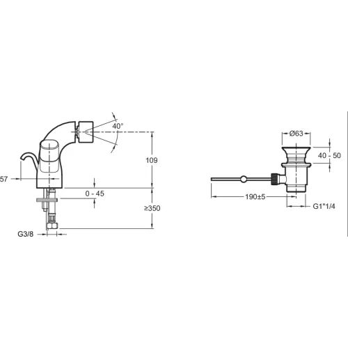 Смеситель для биде Talan с донным клапаном E10088RU-CP Jacob Delafon