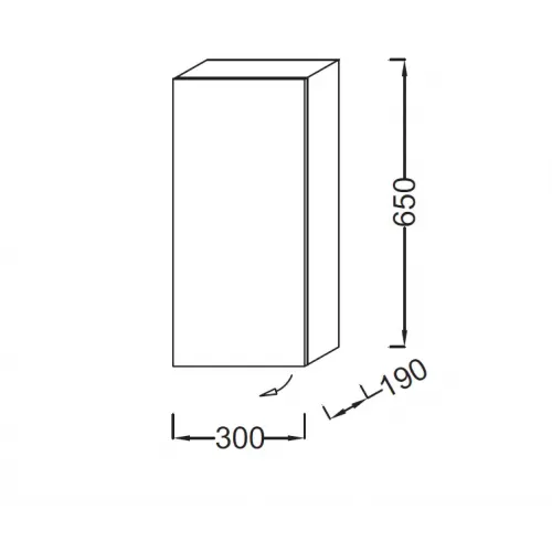 Шкаф Parallel 30х19х65 см, белый блестящий, 2 стеклянные полки, 1 дверца, шарниры справа EB513D-N18 Jacob Delafon