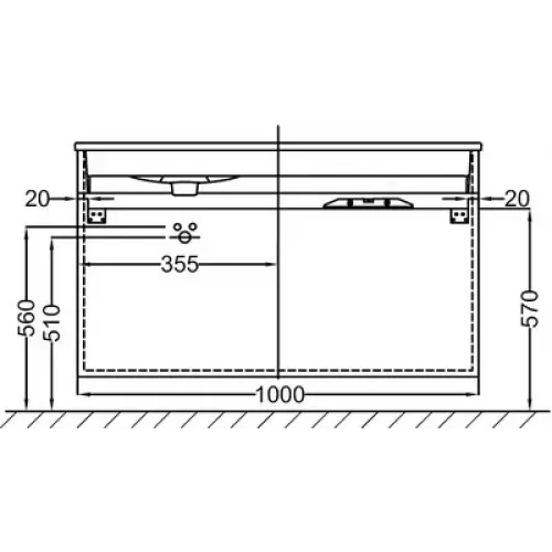 Модуль под раковину Vox 100х46х73,4 см, белый блестящий, 3 ящика, встроенные ручки EB2046-RA-N18 Jacob Delafon