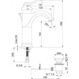 Смеситель для умывальника Fairfax неповоротный излив, с донным клапаном E72091-CP Jacob Delafon