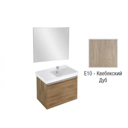Комплект мебели для ванной Odeon Up 65 см, квебекский дуб, 1 ящик, с правым крылом, подвесной монтаж E4757G-00+EB1080-NF+EB886-E10 Jacob Delafon
