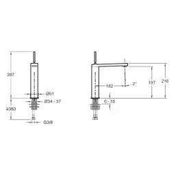 Высокий смеситель на столешницу Composed 28,7 см, неповоротный излив, без донного клапана E73053-ND-CP Jacob Delafon