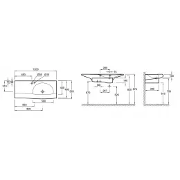 Подвесная раковина Stillness 120х52х10 см, с отверстием для смесителя и ручки донного клапана, санфарфор E1292-00 Jacob Delafon