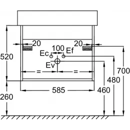 Модуль под раковину Tolbiac 58,5х45,6х52 см, 2 ящика, дуб давос натуральный EB2381-E75 Jacob Delafon