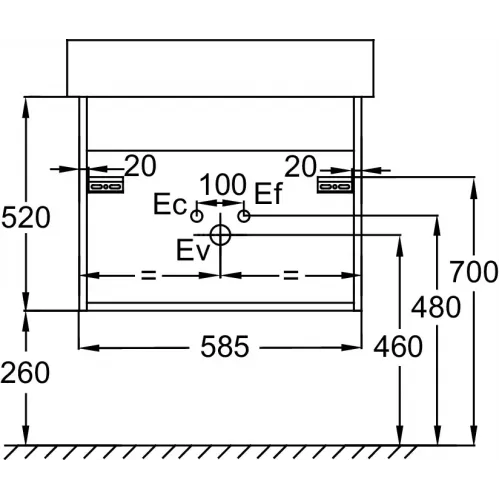 Модуль под раковину Tolbiac 58,5х45,6х52 см, 2 ящика, дуб давос натуральный EB2381-E75 Jacob Delafon