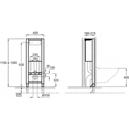 Система инсталляции для унитаза 42х18х115 см, без кнопки E4321-NF Jacob Delafon