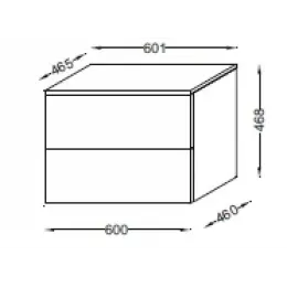 Тумба для ванной Vox 2 ящика, прямые ручки, белая, подвесной монтаж 60х46 см EB2062-R4-N18 Jacob Delafon