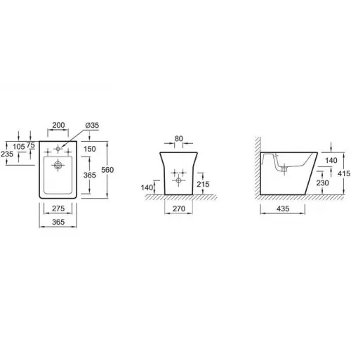 Биде Reve 36,5х56 см, напольное, крышка в комплекте E4814-00 Jacob Delafon