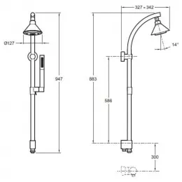 Гарнитур с верхним душем Moxie хром, беспроводной динамик, 1 режим, 13 см, round E8078-CP E8078-CP Jacob Delafon