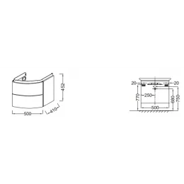 Модуль под раковину Presqu'ile 50х41х45,2 см, белый блестящий лак, 2 выдвижных ящика EB1102-G1C Jacob Delafon