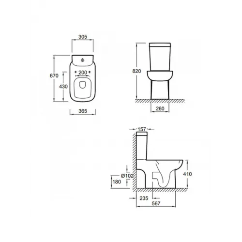 Унитаз-компакт Replay 36,5х67 см, нижняя подводка, горизонтальный выпуск, без сиденья 4973K-00+E4832-00 Jacob Delafon