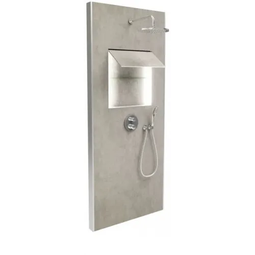 Душевой сет со стеновой панелью Ecrin 100х233,5 см, облачно-серый, в угол, круглая лейка, подсветка, термостат, верхний душ, с лейкой E803011-D35 Jacob Delafon