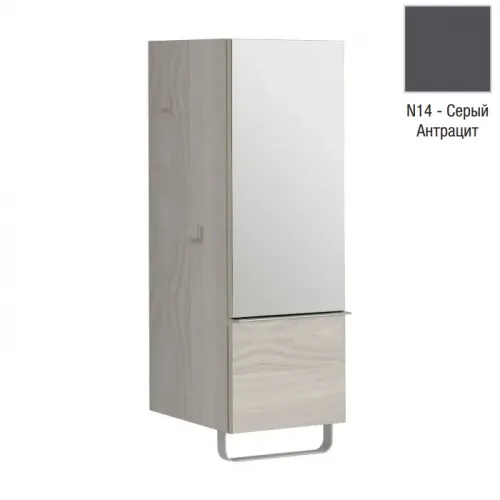 Шкаф Odeon Up 35х34х96 см, серый антрацит, 1 ящик, 1 зеркальная дверца, шарниры слева, 2 стеклянные полочки, левый EB893G-N14 Jacob Delafon