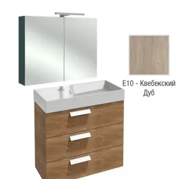 Комплект мебели для ванной Rythmik 80 см, квебекский дуб, зеркальный шкаф с подсветкой, 3 выдвижных ящика, с подсветкой, подвесной монтаж EXP112-Z-00+EB1308-E10+EB796RU-E10 Jacob Delafon