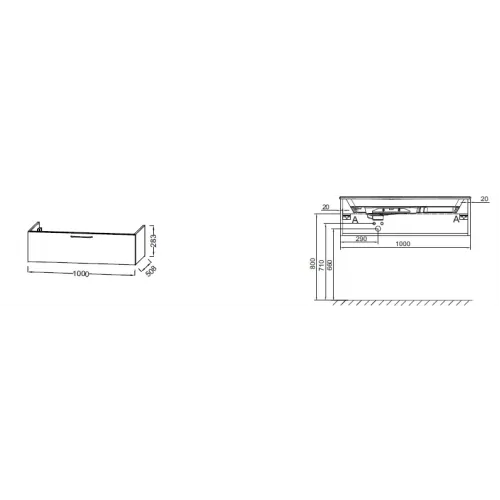 Модуль под раковину Odeon Rive Gauche 100х50,8х28,3 см, 1 ящик, аквамарин сатин, ручки хром EB2516-R5-S50 Jacob Delafon