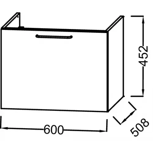 Модуль под раковину Odeon Rive Gauche 60х50,8х45,2 см, 1 ящик, насыщенный серый матовый, ручки - черный EB2510-R9-M76 Jacob Delafon