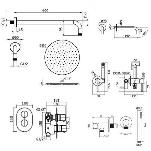 Комплект для ванны Plumberia Selection IXO KITZXOT19NO60