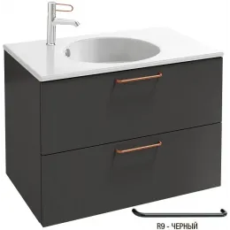 Модуль под раковину Odeon Rive Gauche 80х50,8х56,8 см, 2 ящика, серый антрацит, ручки - черный EB2522-R9-N14 Jacob Delafon