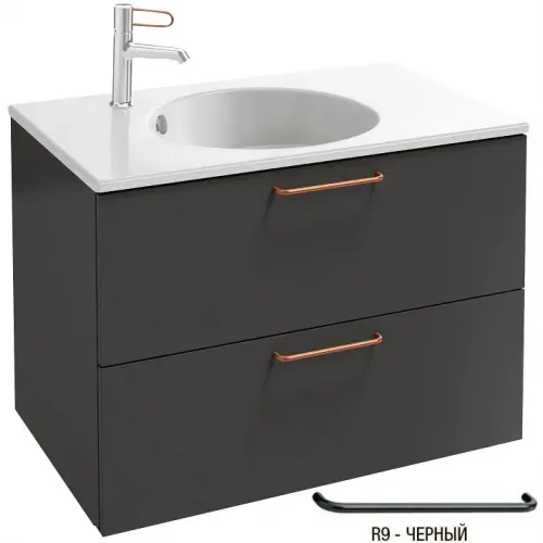 Модуль под раковину Odeon Rive Gauche 80х50,8х56,8 см, 2 ящика, серый антрацит, ручки - черный EB2522-R9-N14 Jacob Delafon