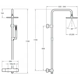 Душевая система без излива Toobi 1 режим, 20 см, round, верхний душ, с лейкой E15370-CP Jacob Delafon