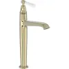 Высокий смеситель на столешницу Cleo 25,3 см, неповоротный излив, золото, без донного клапана E24309-BGG Jacob Delafon