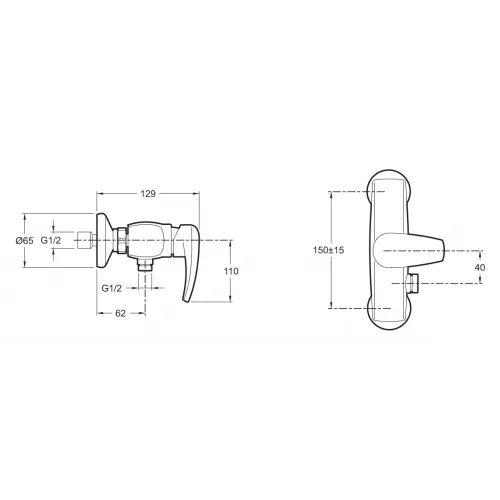 Настенный смеситель без излива Tea без лейки E71601-CP Jacob Delafon