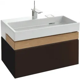 Модуль с раковиной Terrace 80 см, телесный блестящий, два выдвижных ящика, с подсветкой, подвесной монтаж, система push-to-open EXD9112-00+EB1186-G1A Jacob Delafon