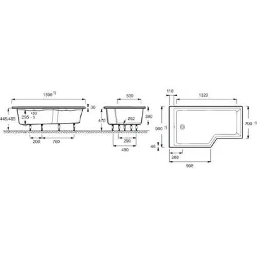 Акриловая ванна Bain-Douche Neo 160х90 см, левосторонняя E6D000L-00 Jacob Delafon