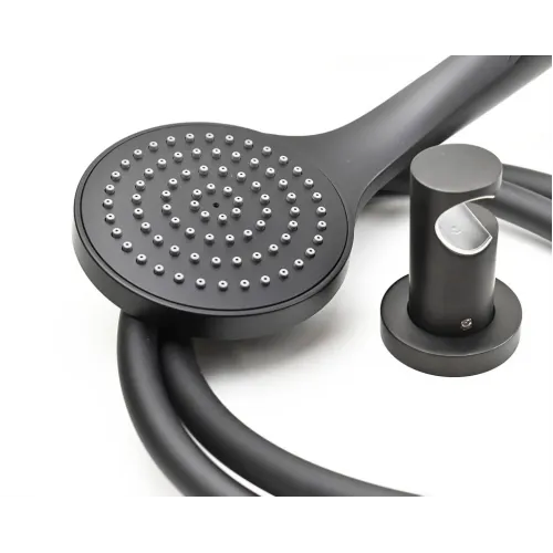 Держатель для лейки, PAINI фиксированный, круглый, брашированный чёрный PVD