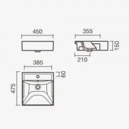 Раковина встраиваемая Sanitana ALBUS 45 см