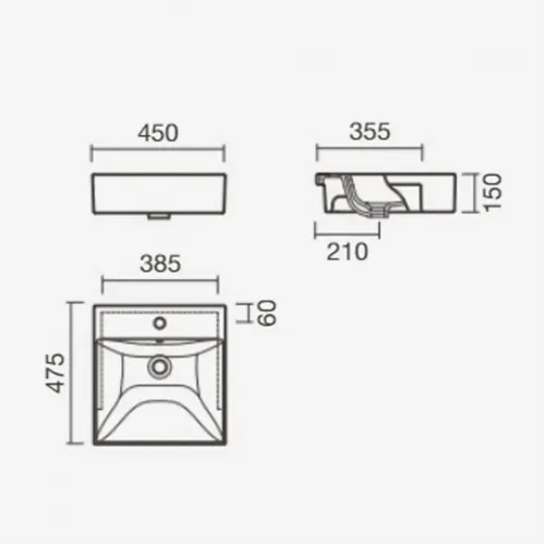 Раковина встраиваемая Sanitana ALBUS 45 см