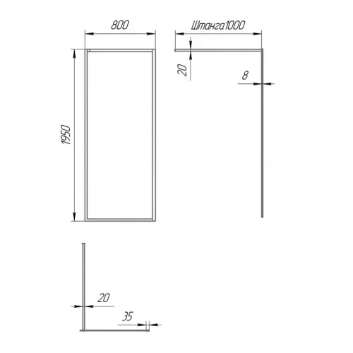 Душевая перегородка 80x195 рисунок рамка
