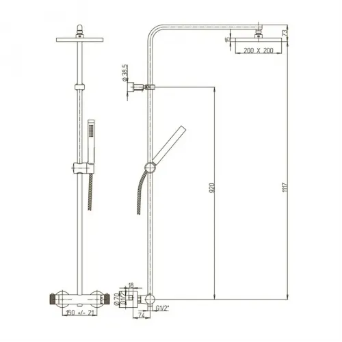 Душевая система PAINI Fluxio с термостатом, хром (CR)