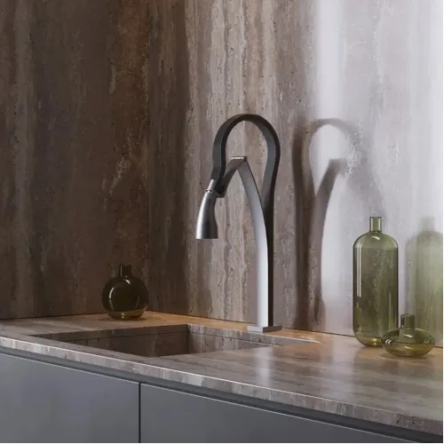 Смеситель для кухни PAINI Hybrid электрический, сталь PVD