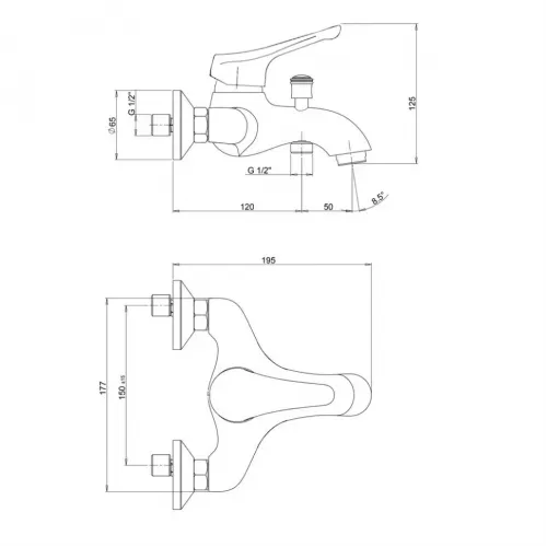 Смеситель для ванны PAINI Bios, хром (CR)