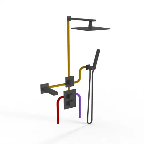 Комплект на 3 потребителя с термостатом Grazia PAINI, для ванны/душа, черный брашированный PVD